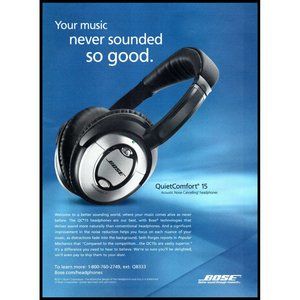 2011 Bose QuietComfort 15 QC15 Headphones Vintage Print Ad Audiophile Wall Art